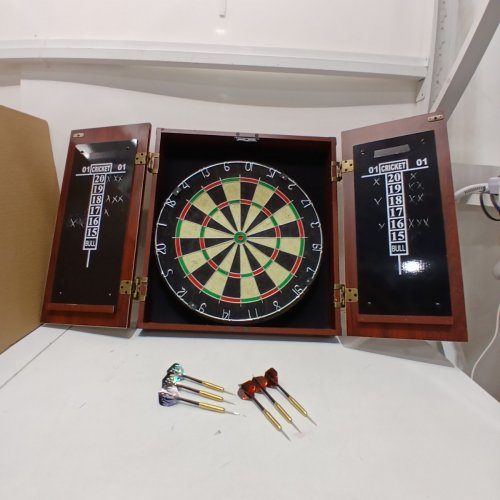 DARTBOARD AND CABINET SET BUNDLE - 18" - BROWN/BLACK (MODEL VDC10) image 2