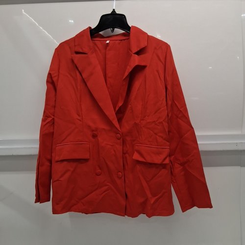 WOMEN'S DOUBLE BREASTED BLAZER JACKET - LARGE - RED image 2