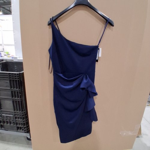 WOMENS XSCAPE SLEEVELESS ONE SHOULDER SCUBA RUFFLE MIDI DRESS - SIZE 12 - NAVY (STYLE: 6789XA) image 2