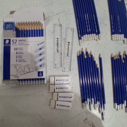 56PC STAEDTLER NORICA PENCIL SET WITH SHARPENER, ERASERS AND RULERS - 2HB - BLUE (MODEL: 2464444) image 3
