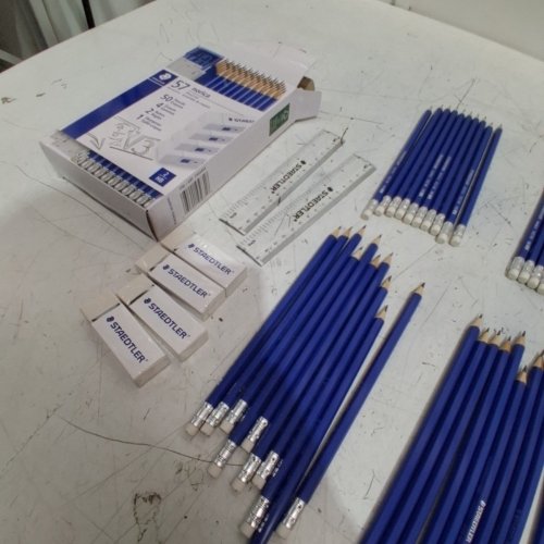 56PC STAEDTLER NORICA PENCIL SET WITH SHARPENER, ERASERS AND RULERS - 2HB - BLUE (MODEL: 2464444) image 4