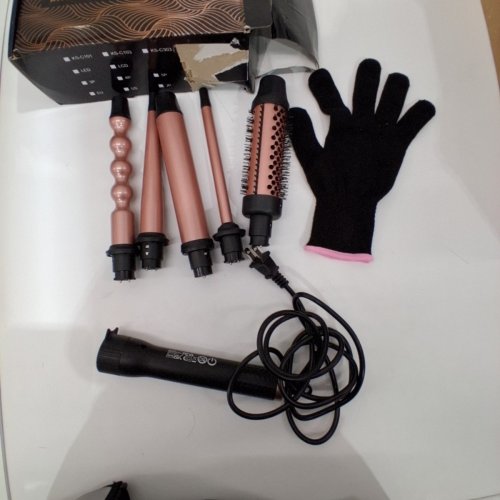 6PC CURLING IRON WAND WITH INTERCHANGEABLE CERAMIC TOURMALINE BARRELS - 9MM-32MM - BLACK/ROSE GOLD (MODEL: KS-C101) image 3