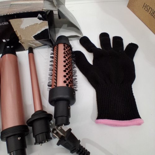 6PC CURLING IRON WAND WITH INTERCHANGEABLE CERAMIC TOURMALINE BARRELS - 9MM-32MM - BLACK/ROSE GOLD (MODEL: KS-C101) image 4