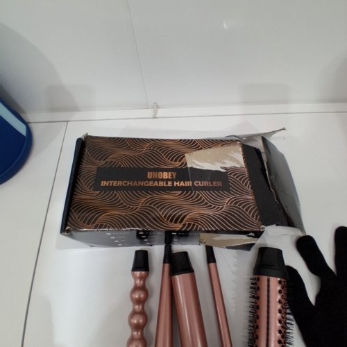 6PC CURLING IRON WAND WITH INTERCHANGEABLE CERAMIC TOURMALINE BARRELS - 9MM-32MM - BLACK/ROSE GOLD (MODEL: KS-C101) image 5