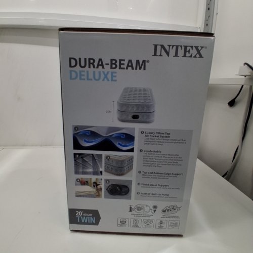 INTEX DURA-BEAM DELUXE SUPREME AIR-FLOW AIR MATTRESS WITH BUILT-IN ELECTRIC PUMP - 20" TWIN - GREY (MODEL: 64487ED) image 2