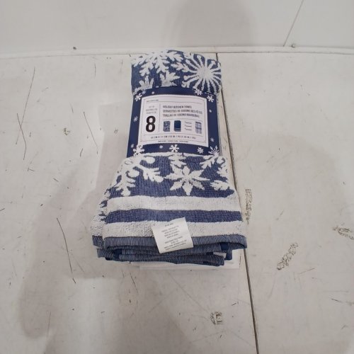 8PC TOWN AND COUNTRY HOLIDAY KITCHEN TOWEL SET - 18" X 28" - BLUE/WHITE (MODEL: 1796302) image 2