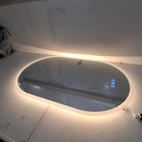 S-BAGNO OVAL LED ANTI-FOG WATERPROOF SHATTERPROOF WALL MOUNT BATHROOM MIRROR - 20" X 32" - SILVER (MODEL: USM3099-MADRID) image 2