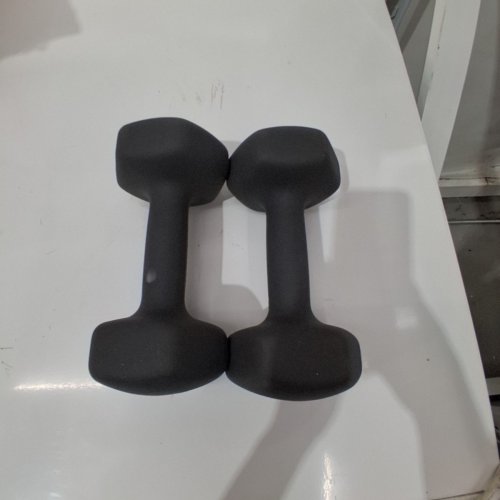 2PK AMAZON BASICS NEOPRENE COATED DUMBELL WEIGHT SET - 15LB - BLACK - (MODEL: DB1001) image 3