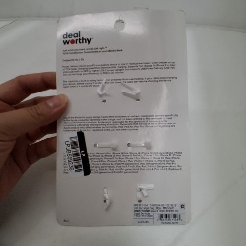 2PK DEALWORTHY FAST CHARGING USB-C TO LIGHTNING CABLES - 3FT EACH - WHITE image 3