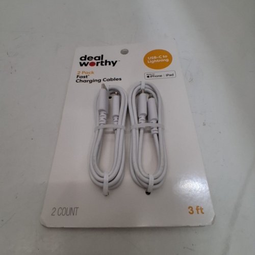 2PK DEALWORTHY FAST CHARGING USB-C TO LIGHTNING CABLES - 3FT EACH - WHITE image 4