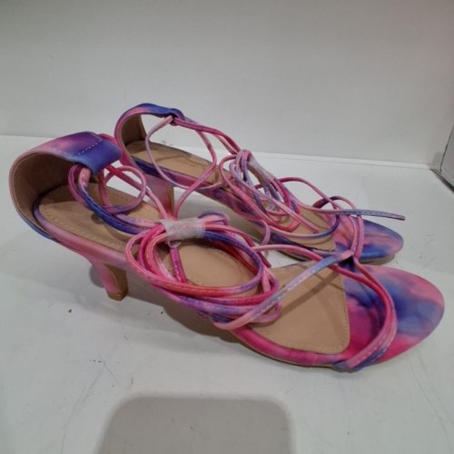 ALLEGRA K STRAPPY HEELED SANDALS - SIZE 8.5 - PINK / PURPLE (STYLE: HYS98227C-1) image 2