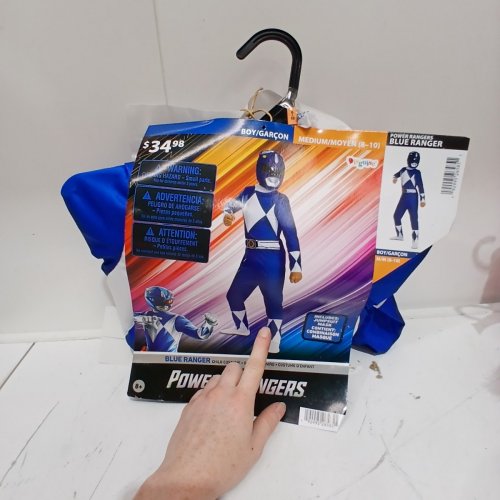 2PC BOYS DISGUISE POWER RANGERS JUMPSUIT COSTUME SET WITH CHARACTER MASK - MEDIUM (8-10) - BLUE image 2