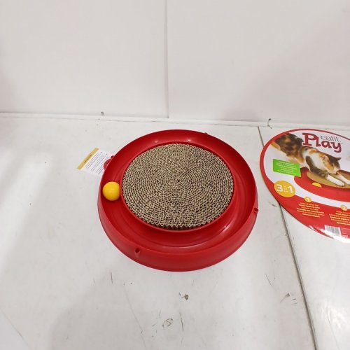 CATIT PLAY 3-IN-1 CAT SCRATCH PAD WITH CIRCUIT BALL AND BEE TOY - RED (MODEL: 43000) image 2