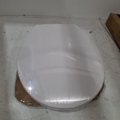 ROUND TOILET SEAT SOFT CLOSE CLOSED FRONT WITH COVER - 16.5" - WHITE image 2