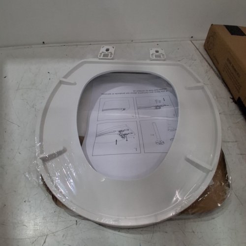 ROUND TOILET SEAT SOFT CLOSE CLOSED FRONT WITH COVER - 16.5" - WHITE image 3