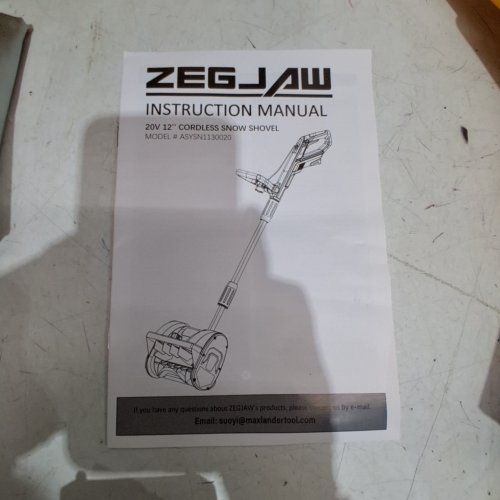 ZEGJAW CORDLESS ELECTRIC SNOW SHOVEL WITH 20 V BATTERY - 12" - YELLOW (MODEL: ASYSN1130020) image 3