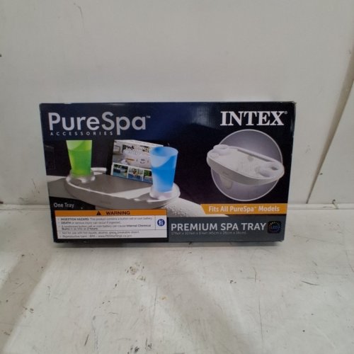 INTEX PURE SPA PREMIUM SPA TRAY WITH WHITE LED LIGHT STRIP AND CUPHOLDERS FOR POOL, HOLDS SMARTPHONE AND TABLET - TAN - (MODEL: 28520E) image 5