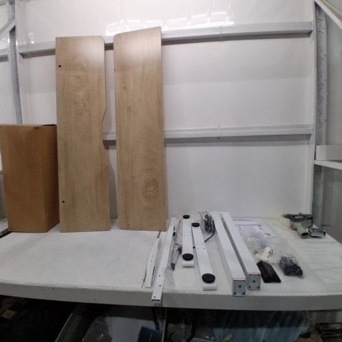 ELECTRIC STANDING DESK WITH MEMORY PRESETS, ANTI-COLLISION TECHNOLOGY, SOLID STEEL FRAME, CABLE MANAGEMENT TRAY, HOOKS, AND HEIGHT ADJUSTABLE - 48" X 24" - MAPLE (MODEL: S35) image 3