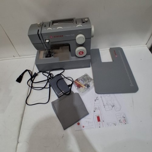 SINGER HEAVY DUTY SEWING MACHINE WITH EXTENSION TABLE & ACCESSORY KIT - STRONG MOTOR WITH ENHANCED PIERCING POWER, 110 STITCH APPLICATIONS, FULL METAL FRAME, 1-STEP BUTTONHOLE & LED LIGHT - GREY (MODEL: HD6380M) image 3