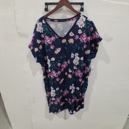 WOMEN'S GEORGE FLORAL V-NECK SHORT SLEEVE NIGHTSHIRT - 2X - NAVY (STYLE: GRS60475PD) image 2