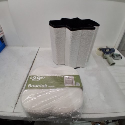 FLOWER STORAGE OTTOMAN CUBE - 14" - WHITE image 3