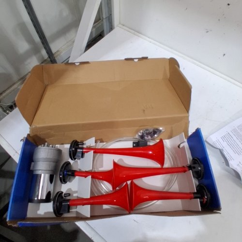 FARBIN MUSICAL AIR HORNS WITH COMPRESSOR FOR ANY VEHICLE - RED image 2