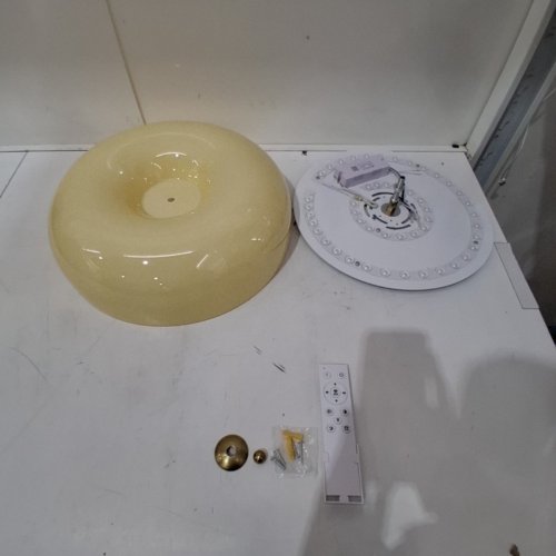 FLYROSE MILK GLASS FLUSH MOUNT CEILING LIGHT - 16" - YELLOW image 2
