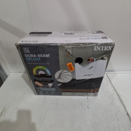 INTEX DURA-BEAM SERIES DELUXE COMFORT PLUSHFIBER-TECH INFLATABLE AIR MATTRESS WITH INTERNAL ELECTRIC PUMP - 18" - QUEEN - GREY (MODEL: AP619D/64413ED) image 3