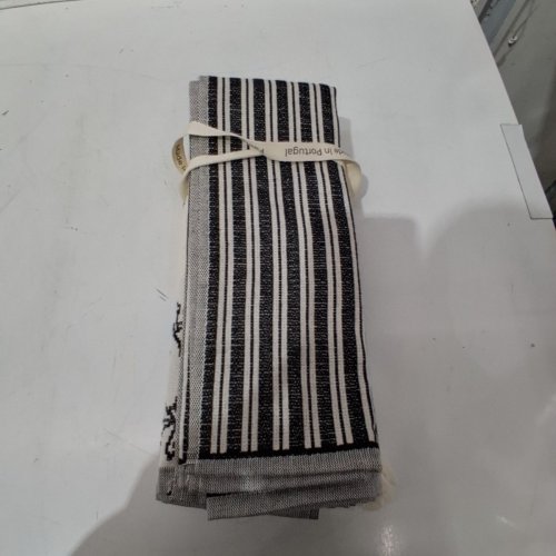 5PK MADE IN PORTUGAL WOVEN COTTON TOWELS - 20" - BLACK AND WHITE (ITEM: 3400770) image 4
