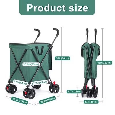 WEDYVKO MULTI-FUNCTIONAL FOLDING SHOPPING TROLLEY - DARK GREEN (MODEL: P12) image 2