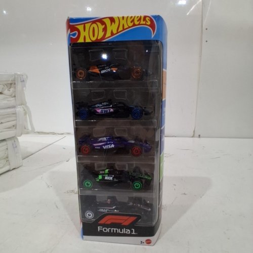 5PK MATEL HOT WHEELS 2024 FORMULA 1 F1 SPONSORED RACE CARS - MULTICOLORED - (MODEL: JGF58) image 2