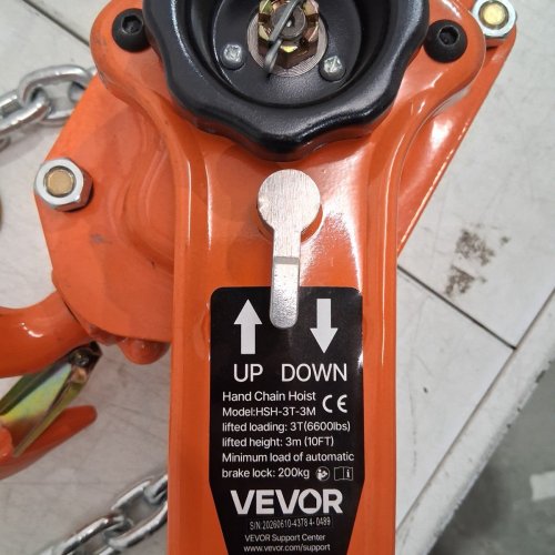 HEAVY DUTY MANUAL LEVER CHAIN HOIST WITH 360°ROTATING HOOKS - 10FT - 3-TON MAX - ORANGE (MODEL: HSH-3T-3M) image 5