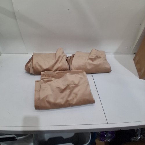 (3 PANEL) MIULEE VELVET THERMAL INSULATED GROMMET ROOM DARKENING TOP CURTAINS - 52" X 86" - TAUPE BEIGE image 3