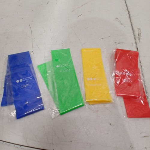 4PK SLIM PANDA RESISTANCE ELASTIC LOOP BANDS FOR FITNESS - X-LIGHT - HEAVY - GREEN / RED / YELLOW / BLUE image 3