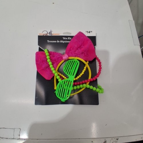 3PC WAY TO CELEBRATE! 80S COSTUME ACCESSORY KIT - PINK, GREEN, YELLOW image 2
