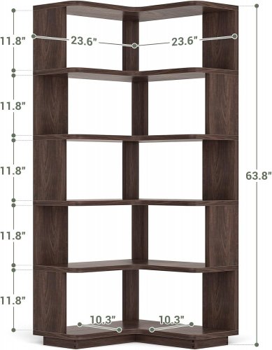 CORNER SPACE 6-TIER FREESTANDING DISPLAY STORAGE SHELVING - BLACK WALNUT (MODEL: DKQ-821) image 2