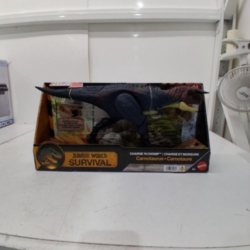 JURASSIC WORLD SURVIVAL CHARGE N CHOMP ACTION CARNOTAURUS WITH ROAR SOUNDS - 17"LX7"H - RED/BLUE (MODEL: JKG85) image 2