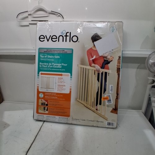 EVENFLO WALK-THRU TOP OF STAIRS EXTRA WIDE BABY & PET GATE - 32" X 30" - 48" - NATURAL WOOD BROWN (MODEL: 1050500 1050) image 3
