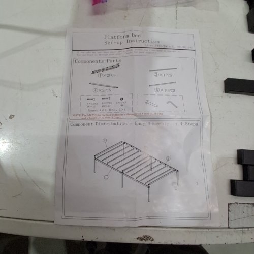 BED FRAME NO BOX SPRING REQUIRED METAL PLATFORM - 16" - TWIN/TWIN XL - BLACK (MODEL: 3502-16) image 3