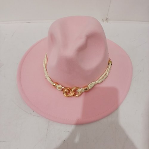 WOMEN'S VINTAGE WIDE BRIM WARM FEDORA HAT - OSFM - PINK image 2