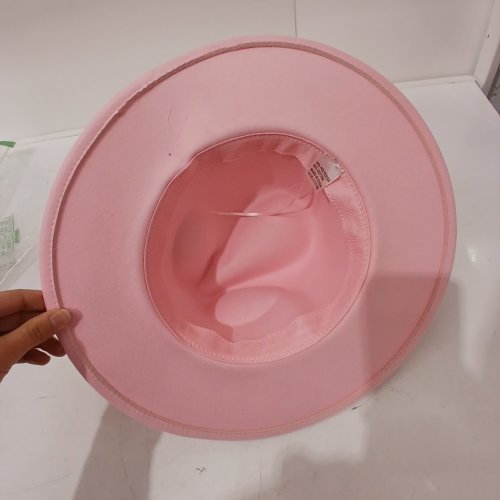 WOMEN'S VINTAGE WIDE BRIM WARM FEDORA HAT - OSFM - PINK image 3