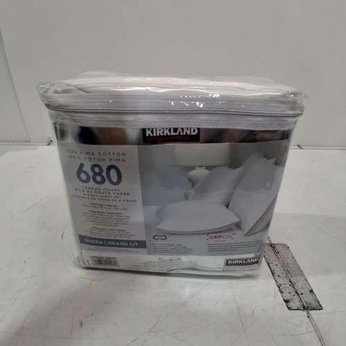 6PC KIRKLAND SIGNATURE 100% PIMA COTTON SHEET SET - 680 THREAD - QUEEN - WHITE (MODEL: 1306090) image 4