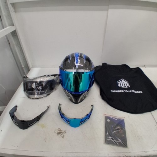 ILM MOTORCYCLE FULL-FACE HELMET - PINLOCK COMPATIBLE WITH CLEAR AND TINTED VISORS - MEDIUM - MANTA BLUE (MODEL: ILM-Z501) image 3