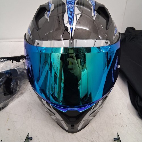 ILM MOTORCYCLE FULL-FACE HELMET - PINLOCK COMPATIBLE WITH CLEAR AND TINTED VISORS - MEDIUM - MANTA BLUE (MODEL: ILM-Z501) image 4