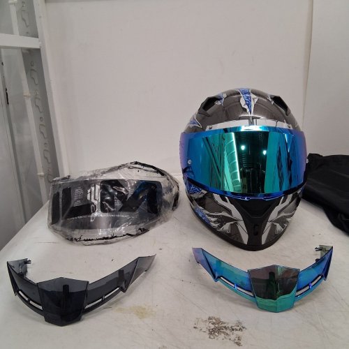 ILM MOTORCYCLE FULL-FACE HELMET - PINLOCK COMPATIBLE WITH CLEAR AND TINTED VISORS - MEDIUM - MANTA BLUE (MODEL: ILM-Z501) image 5
