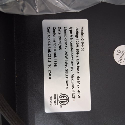 6-LIGHT TRACK LIGHT FIXTURES CEILING - 120 V, 6 X 40W MAX - BLACK (MODEL: C-04-05) image 2