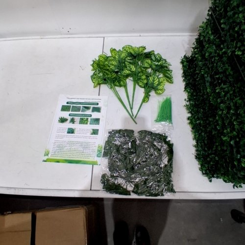 20PK ARTIFICIAL GREENERY WALL PANELS WITH LEAVES - GREEN - (MODEL; 260121576910114 image 3