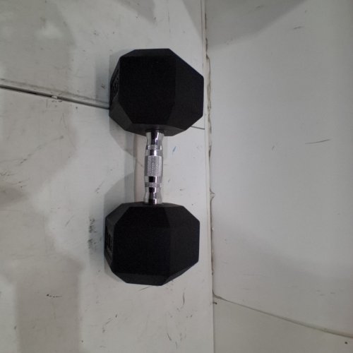 RUBBER ENCASED HEX DUMBBELL - 45LBS - BLACK image 2