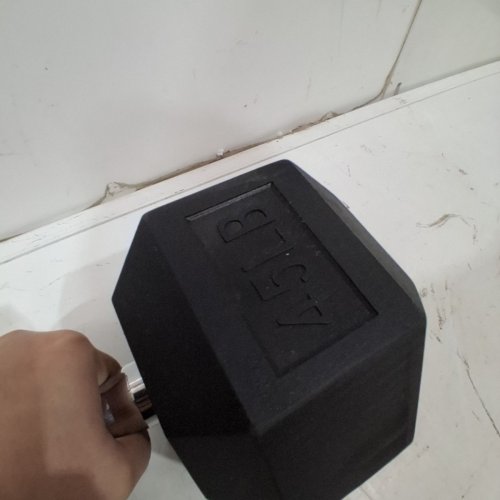 RUBBER ENCASED HEX DUMBBELL - 45LBS - BLACK image 3