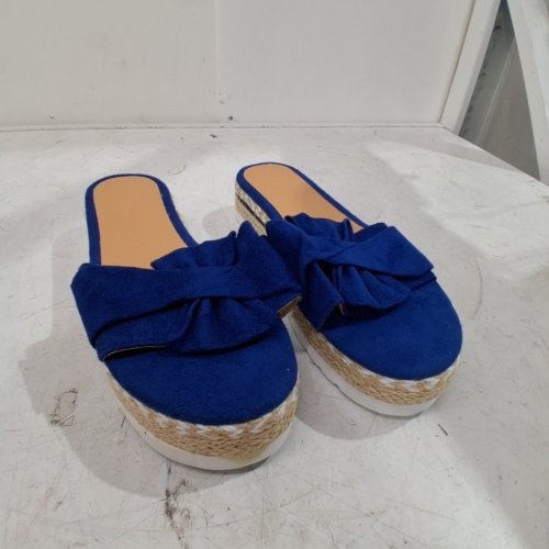 WOMEN'S BOWKNOT BEACH WEDGE SANDALS - 9 (41) - BLUE image 2